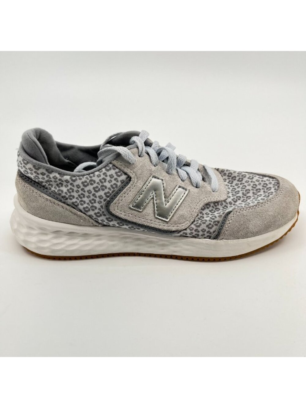 New Balance X-70 Leopard Womens Size 7 Gray Athletic Running Shoes Sneakers